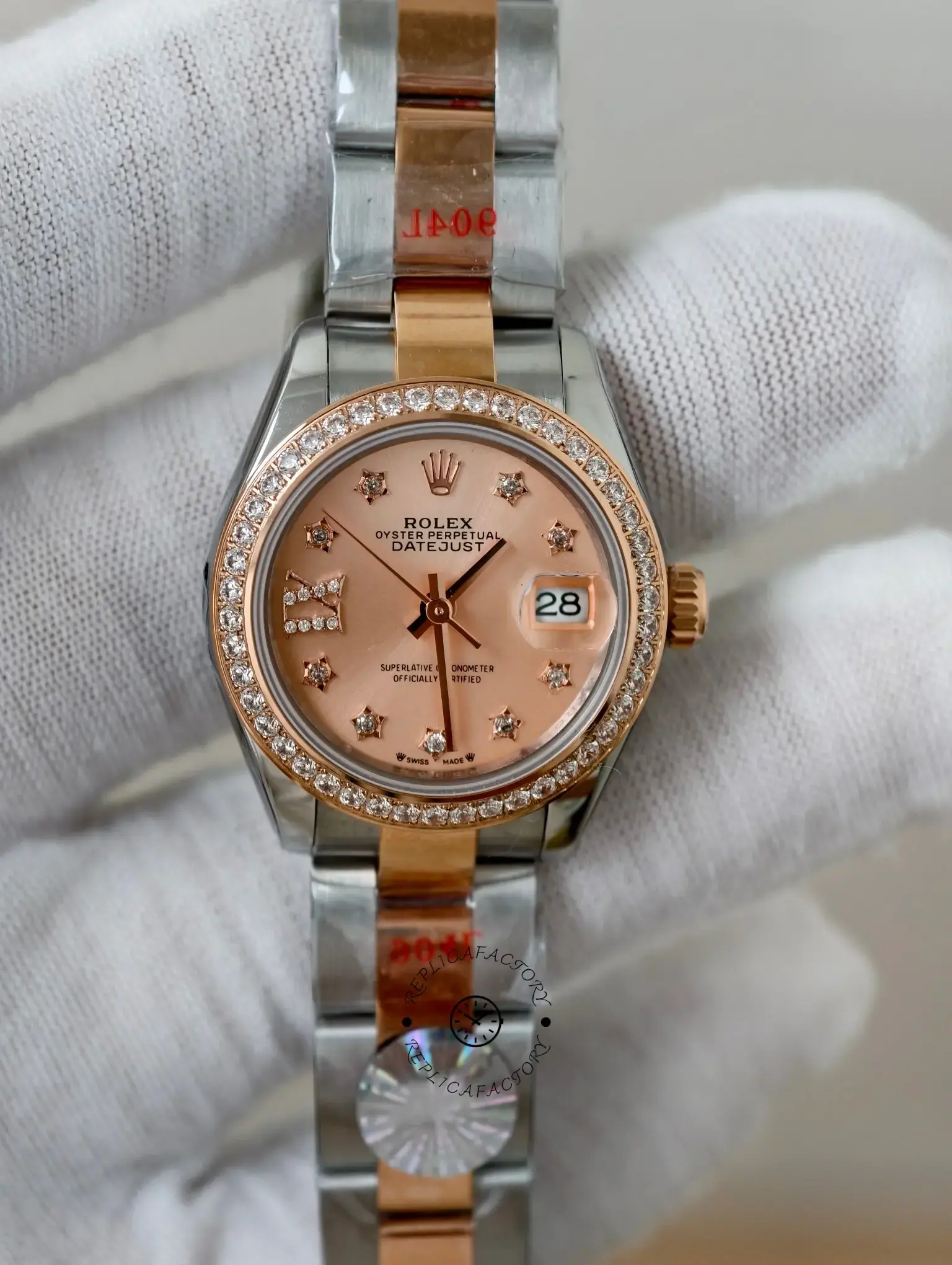 Rolex Lady-Datejust 28 Two-Tone Oyster Steel Strap 279381RBR-0028 Replica - QualitySwissReplica