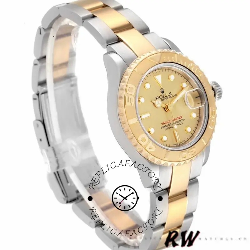 Rolex Yacht-Master 169623 Steel Yellow Gold Champagne Dial 29MM Lady Replica Watch - QualitySwissReplica