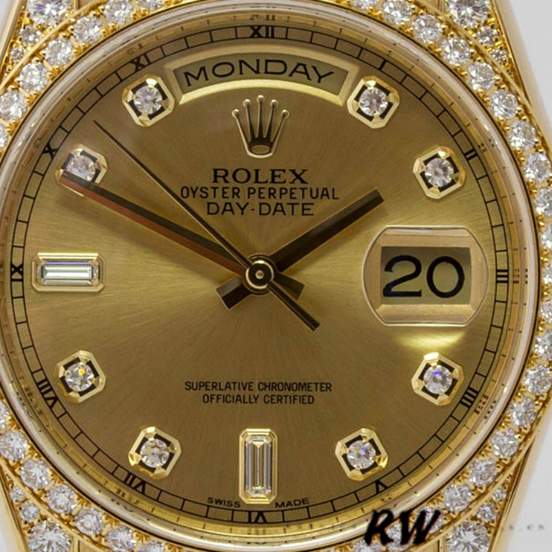 Rolex Day-Date 118388 Yellow Gold Champagne Dial 36MM Unisex Replica Watch - QualitySwissReplica