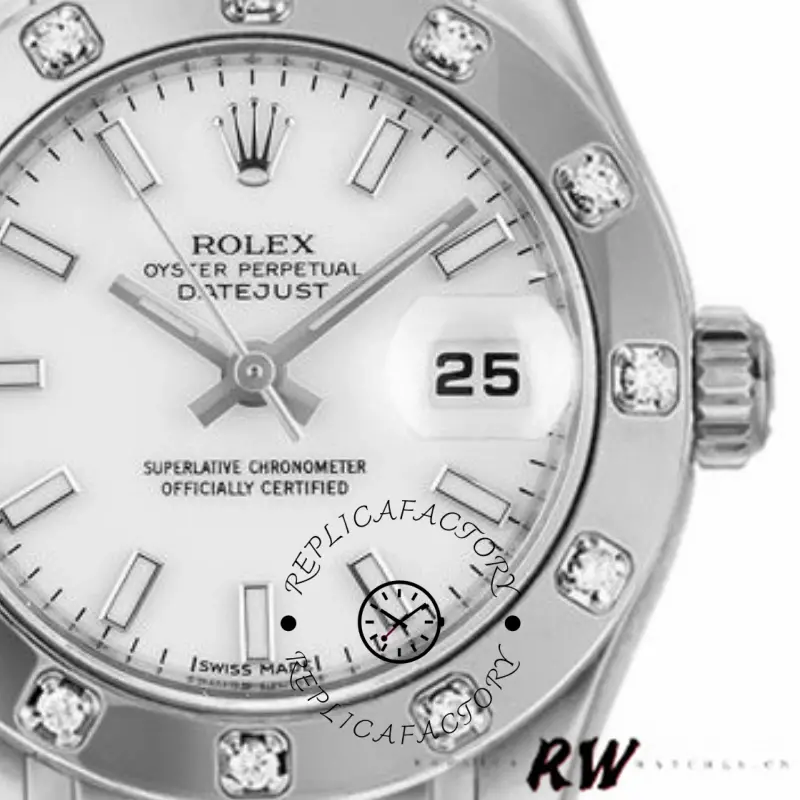 Rolex Masterpiece Pearlmaster 80319 White Dial 29MM Lady Replica Watch - QualitySwissReplica