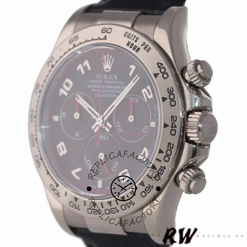 Rolex Daytona 116519 Black Racing Dial Leather strap 40mm Mens Replica Watch - QualitySwissReplica