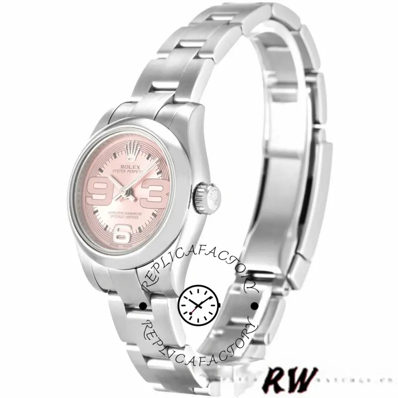 Rolex Oyster Perpetual 176200 Pink Maxi Arabic Dial 26MM Lady Replica Watch - QualitySwissReplica