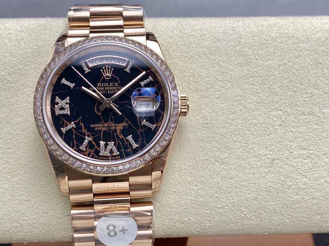 Rolex Day-Date 128345RBR Eisenkiesel dial Everose Gold 36MM Unisex Replica Watch - QualitySwissReplica
