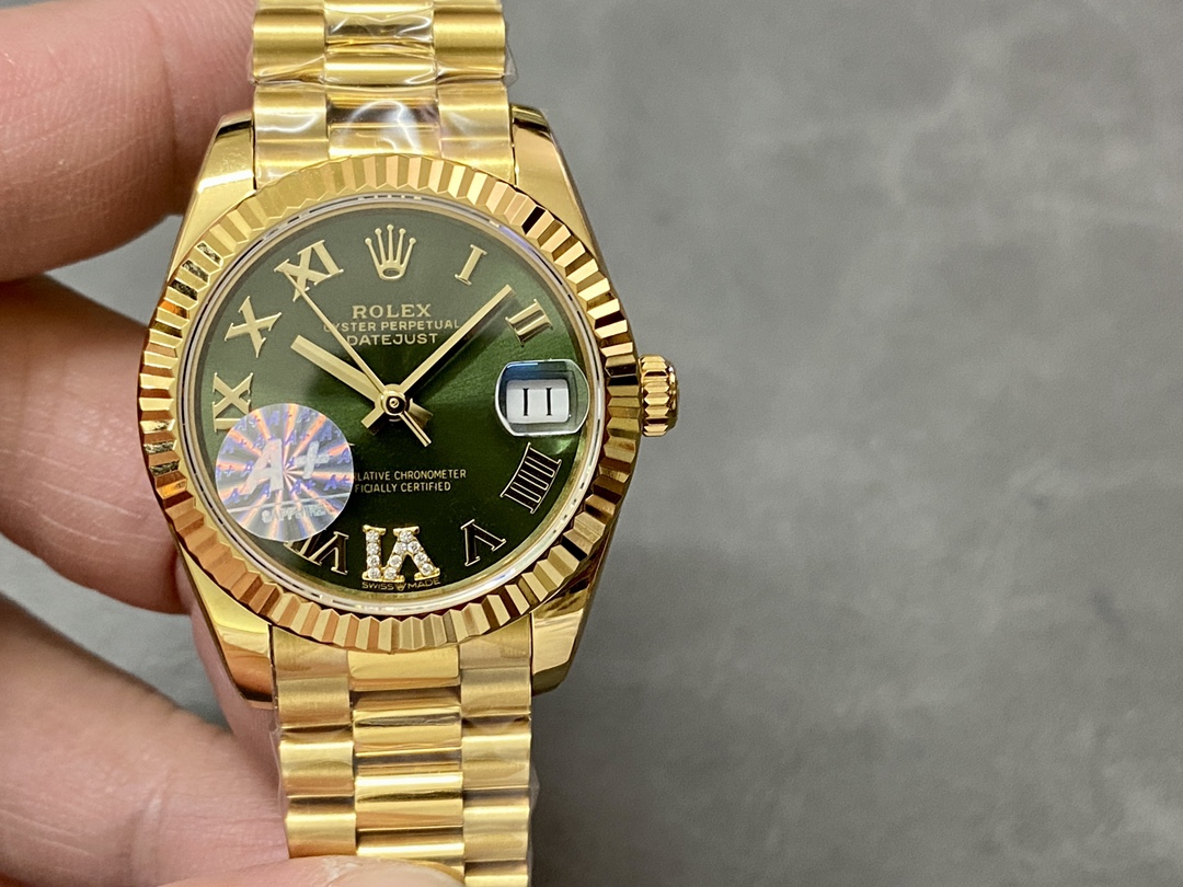 Rolex Datejust 31 Yellow Gold Green Dial m278278 0030 Women's Watch - QualitySwissReplica