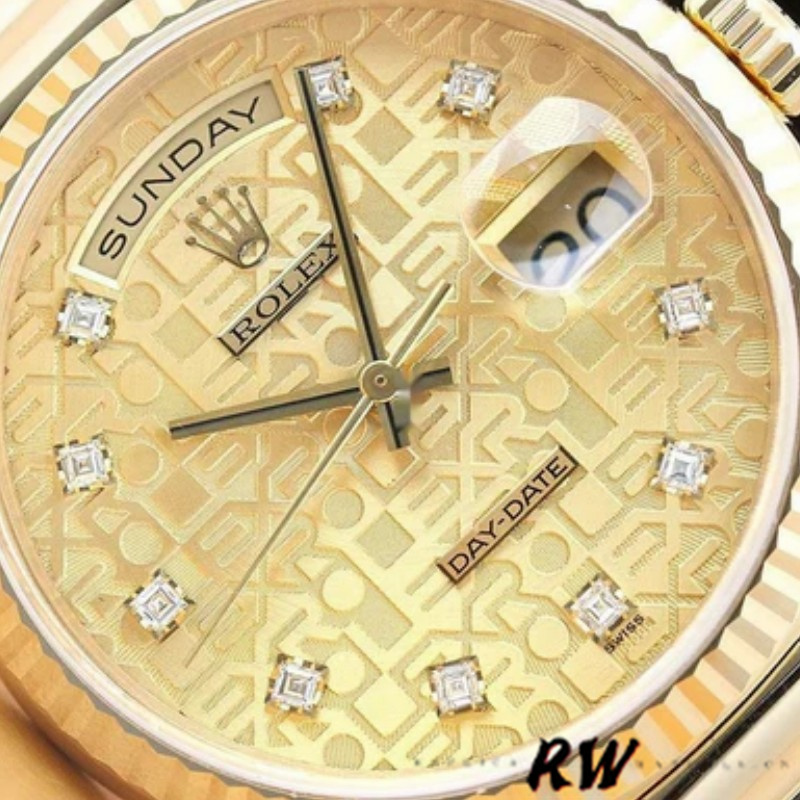 Rolex Day-Date 118238 Champagne Jubilee Diamond Dial 36mm Unisex Replica Watch - QualitySwissReplica