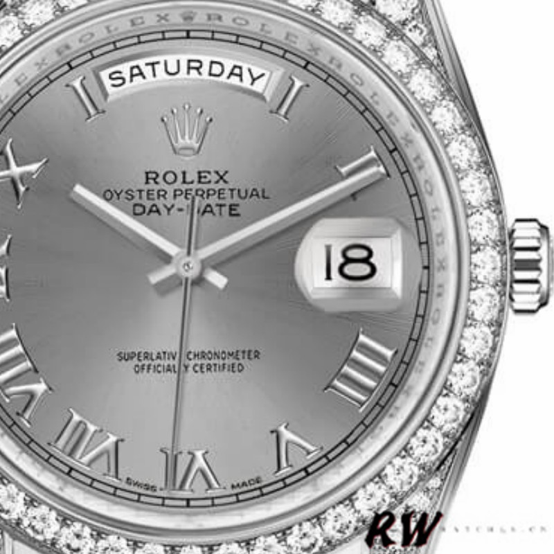 Rolex Day-Date 118389 Rhodium Grey Roman Numeral Dial 36MM Unisex Replica Watch - QualitySwissReplica