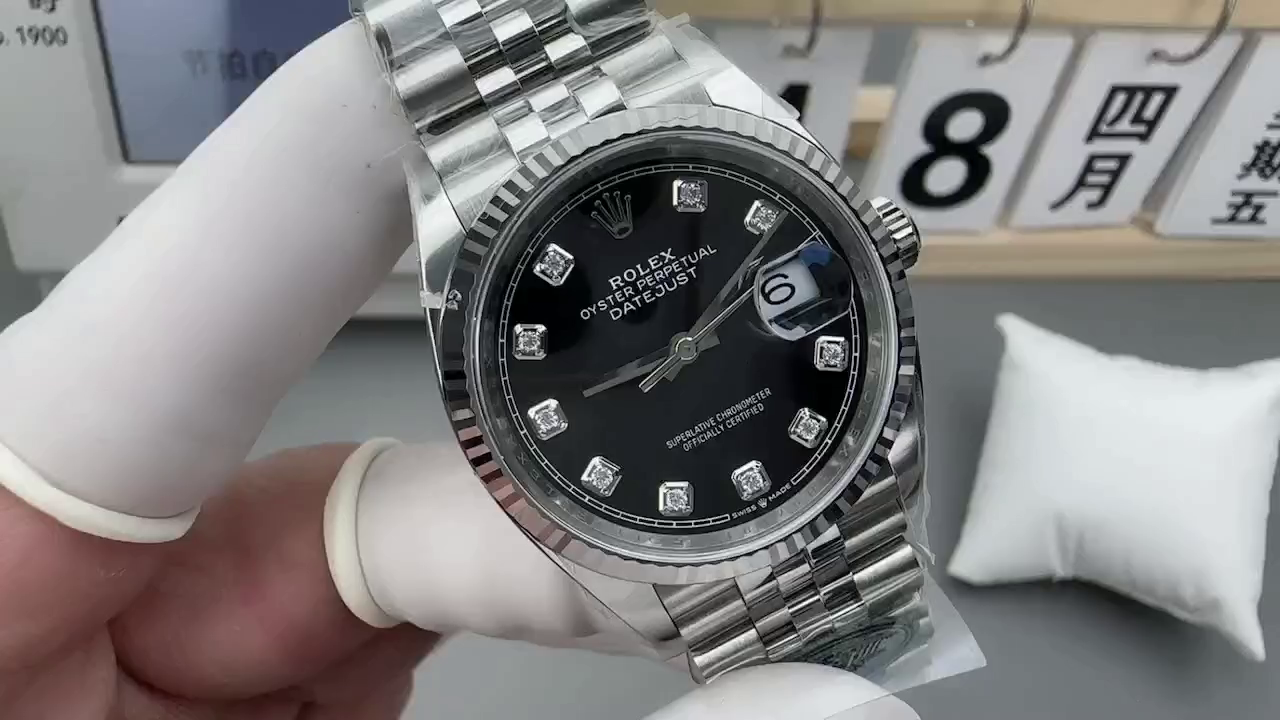 Rolex Datejust 126234 Fluted Bezel Black Diamond Dial 36MM Unisex Replica Watch - QualitySwissReplica