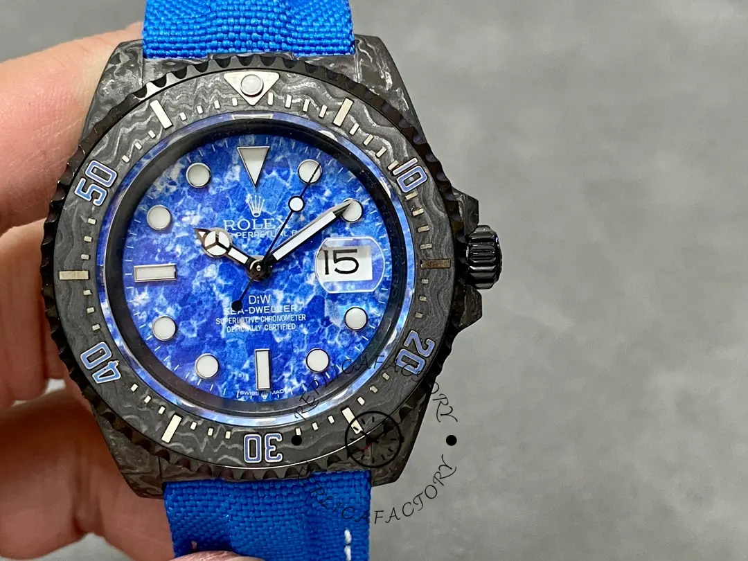Rolex Sea Dweller Customized DiW Carbon Fiber Ocean Blue Dial - QualitySwissReplica