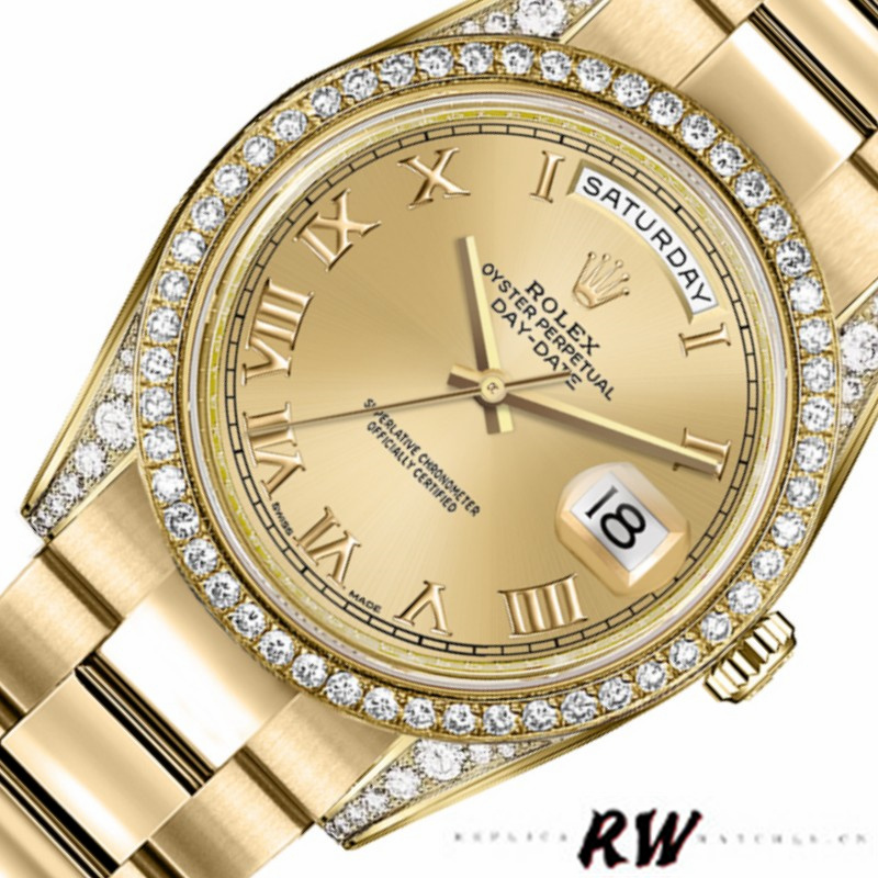 Rolex Day-Date 118388 Champagne Roman Numeral Dial 36MM Unisex Replica Watch - QualitySwissReplica