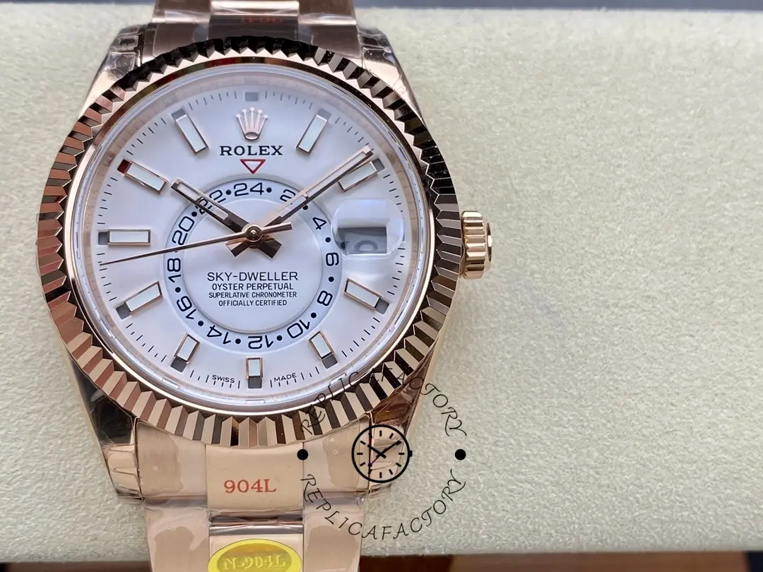 Rolex Sky Dweller 42 Rose Gold White Dial M336935 0003 Men's Watch - QualitySwissReplica
