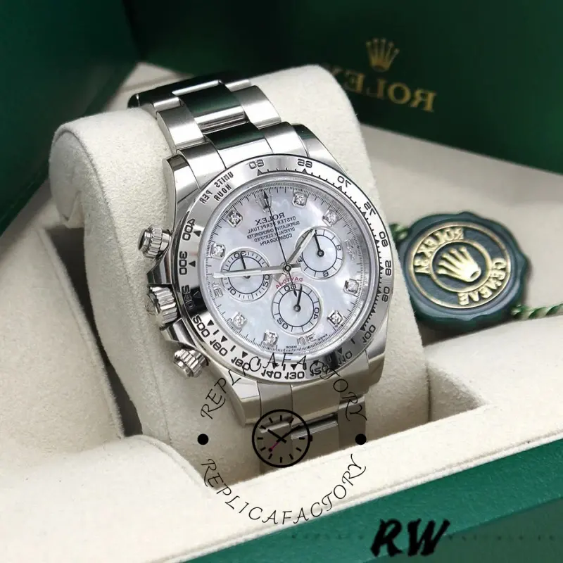 Rolex Cosmograph Daytona 116509 White Mother of Pearl Dial 40MM Mens Replica Watch - QualitySwissReplica
