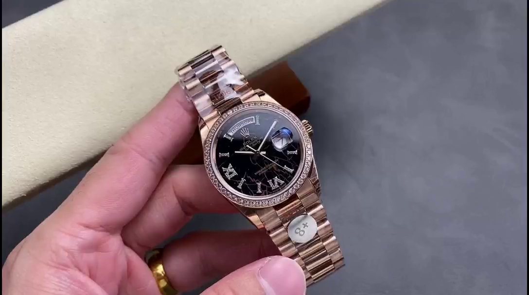 Rolex Day-Date 128345RBR Eisenkiesel dial Everose Gold 36MM Unisex Replica Watch - QualitySwissReplica