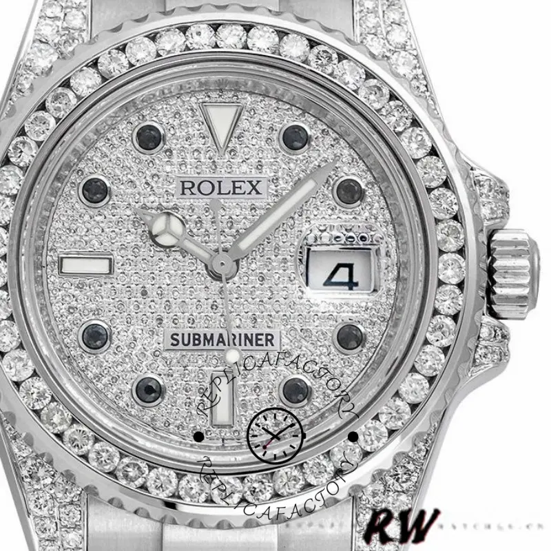 Rolex Submariner Date 116610LN Custom Diamond 40MM Mens Replica Watch - QualitySwissReplica