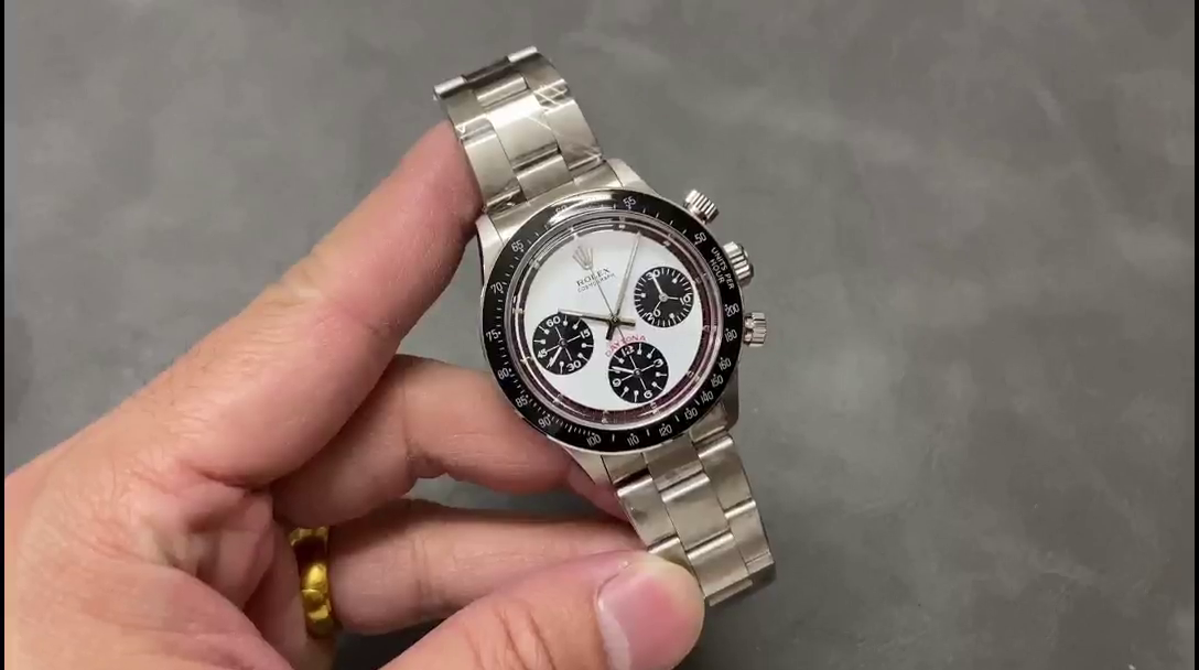 Rolex Daytona 6241 White Exotic Paul Newman Dial Mens Replica Watch - QualitySwissReplica