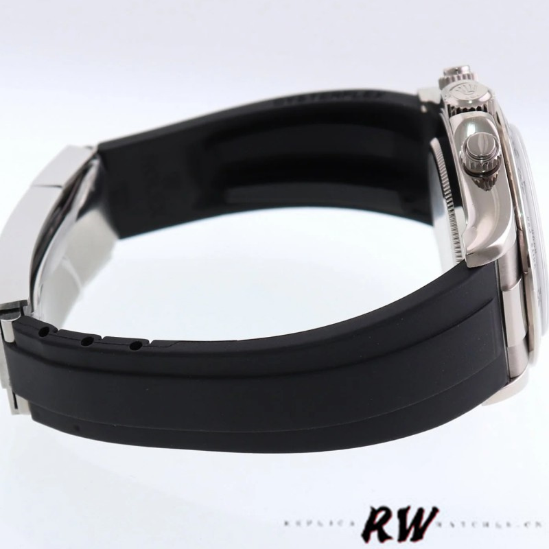 Rolex Daytona 116519 white Arabic dial Black Rubber strap 40mm Mens Replica Watch - QualitySwissReplica