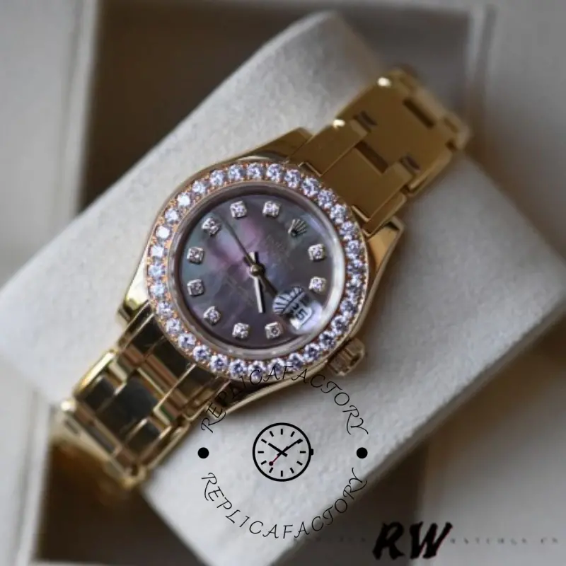 Rolex Pearlmaster 80298 Yellow Gold MOP Dial 29MM Lady Replica Watch - QualitySwissReplica