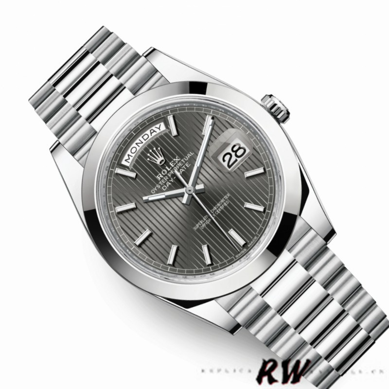 Rolex Day-Date 228206 Dark Rhodium Grey Dial Platinum 40MM Mens Replica Watch - QualitySwissReplica