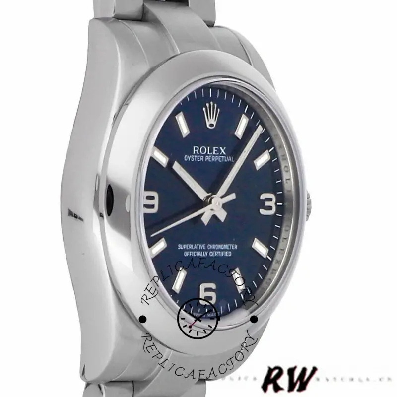 Rolex Oyster Perpetual 177200 Blue Arabic Dial Domed Bezel 31mm Lady Replica Watch - QualitySwissReplica