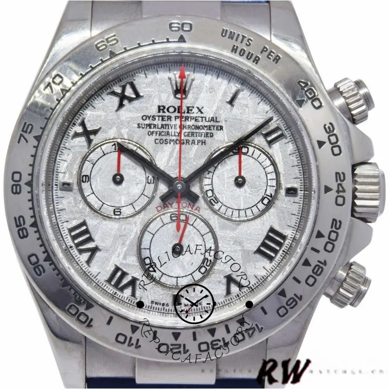 Rolex Daytona 116519 Blue Leather strap Meteorite Dial 40mm Mens Replica Watch - QualitySwissReplica