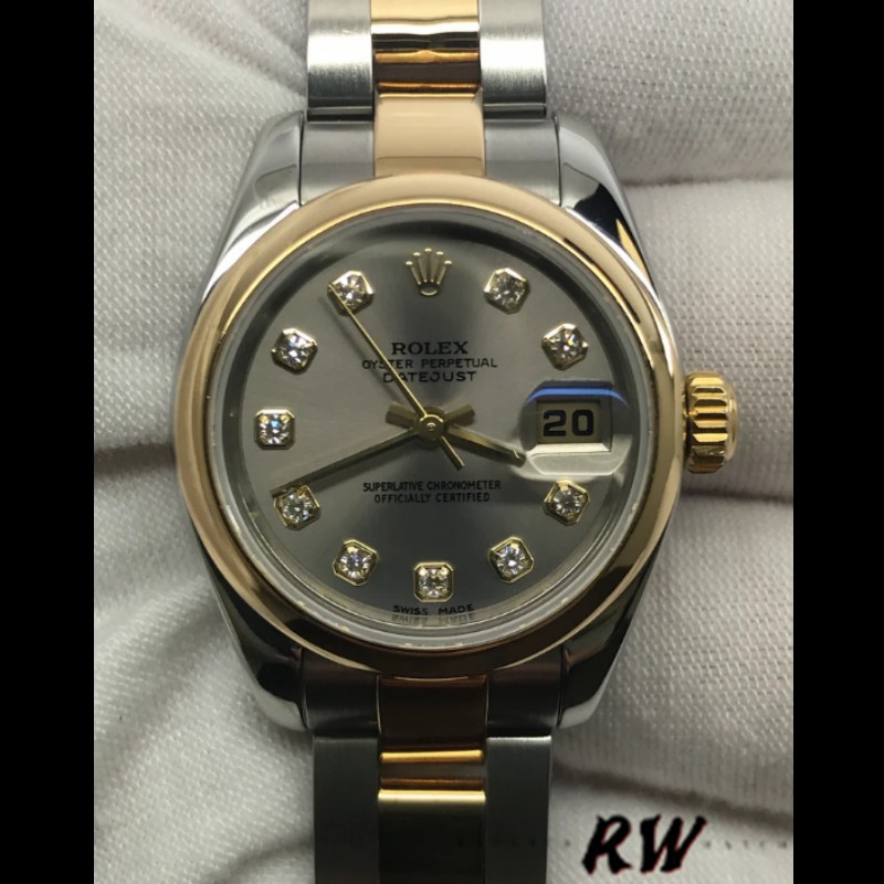 Rolex Datejust 179163 Silver Diamond Dial Domed Dezel 26MM Lady Replica Watch - QualitySwissReplica