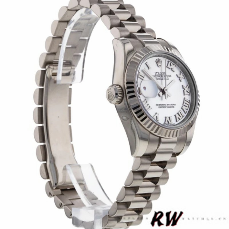 Rolex Datejust 179179 White Roman Numeral Dial Fluted Bezel 26MM Lady Replica Watch - QualitySwissReplica
