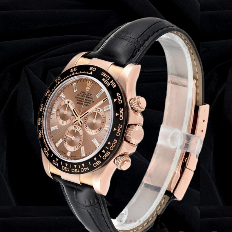 Rolex Cosmograph Daytona 116515LN Leather strap Pink Dial 40mm Mens Replica Watch - QualitySwissReplica