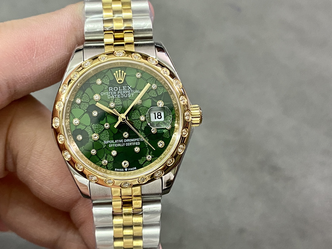 Rolex Datejust 31mm 278343RBR 0032 Green Floral Motif Dial Yellow Rolesor Jubilee Ladies Watch - QualitySwissReplica