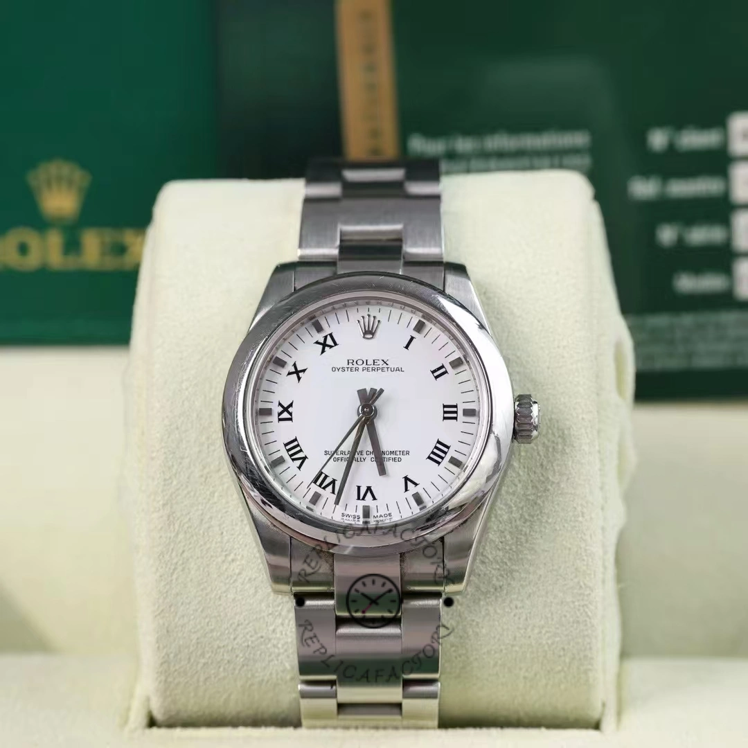 Rolex Oyster Perpetual 177200 White Roman Dial Oyster Bracelet 31mm Lady Replica Watch - QualitySwissReplica