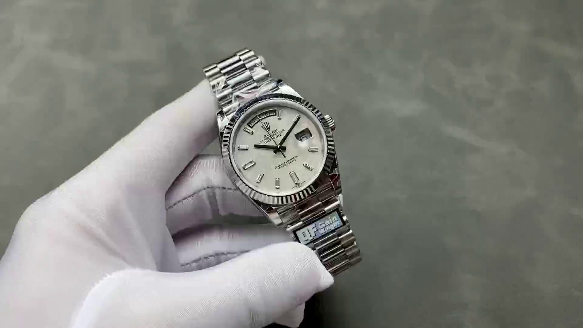 Rolex Day-Date 228239 Meteorite Grey Dial Fluted Bezel 40mm Mens Replica Watch - QualitySwissReplica
