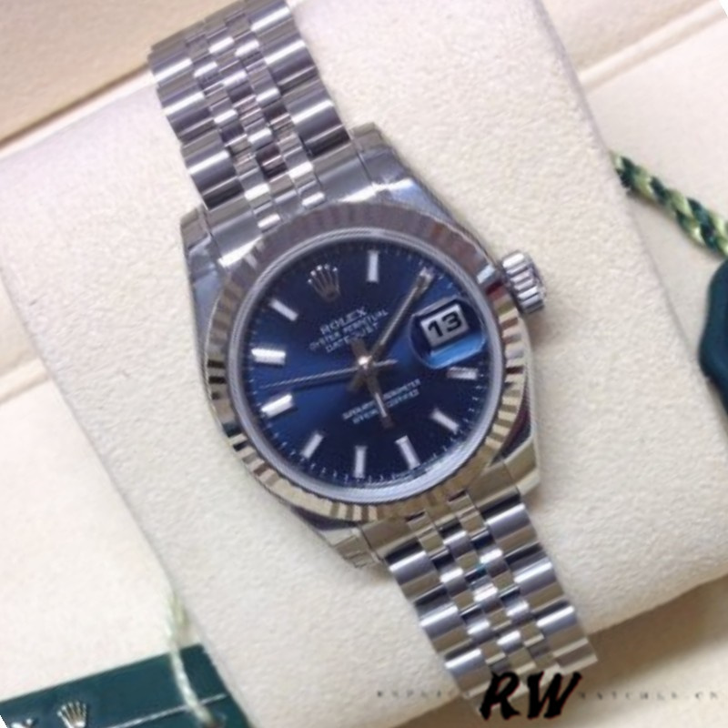 Rolex Datejust 179174 Blue Index Dial Fluted Bezel 26MM Lady Replica Watch - QualitySwissReplica