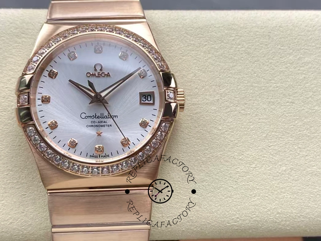 Omega Constellation Automatic 38mm 123.55.38.21.52.001 Clone Rose Gold Watch - QualitySwissReplica