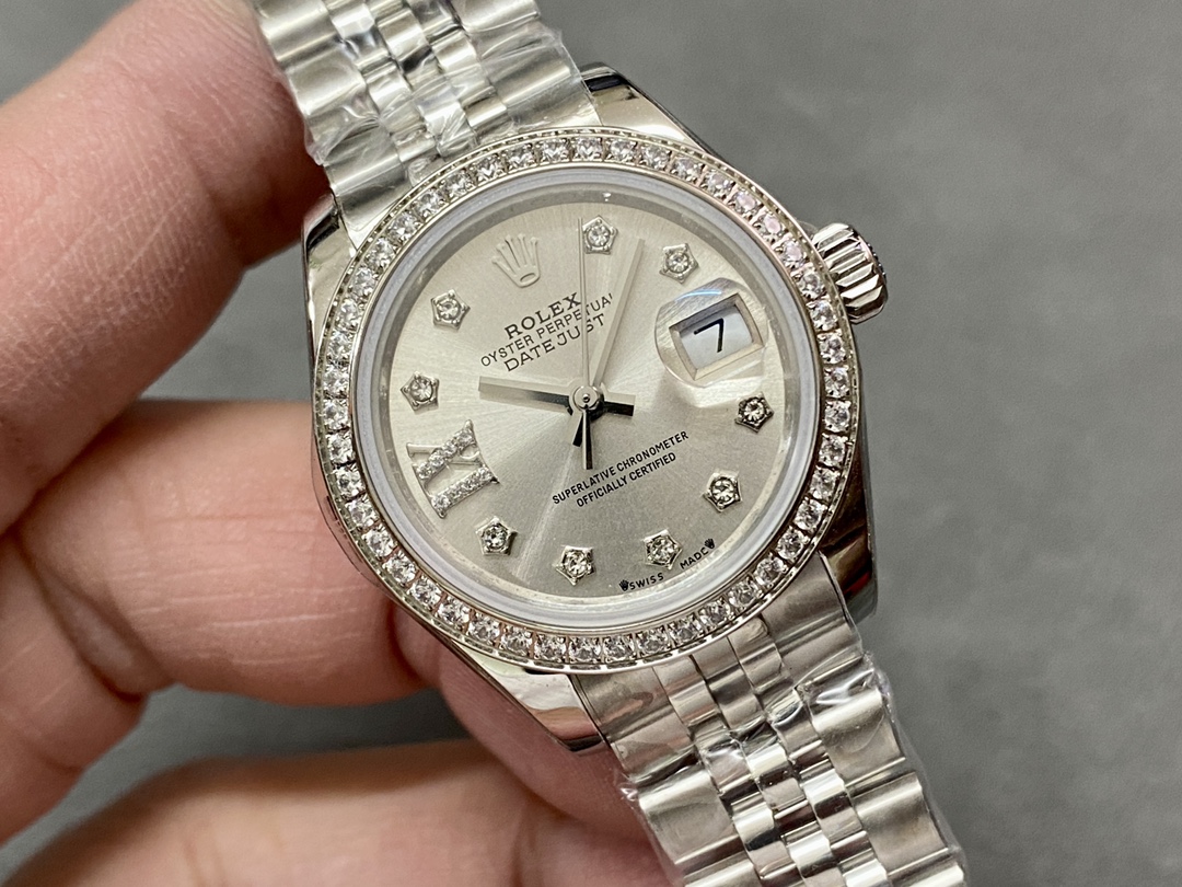Rolex Datejust 28 Silver Dial Diamond Bezel m279384rbr 0021 Women's Watch - QualitySwissReplica