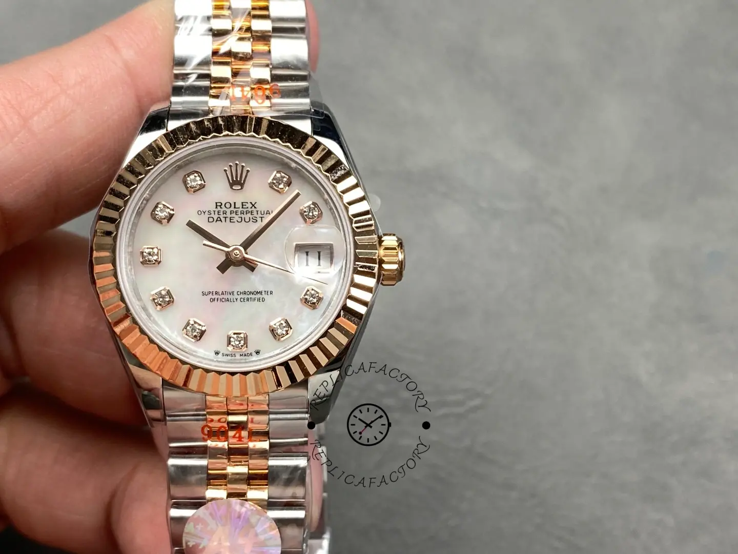 Rolex Datejust 28mm Stainless Steel and Everose Gold 279171 0013 Mop Diamond Jubilee - QualitySwissReplica