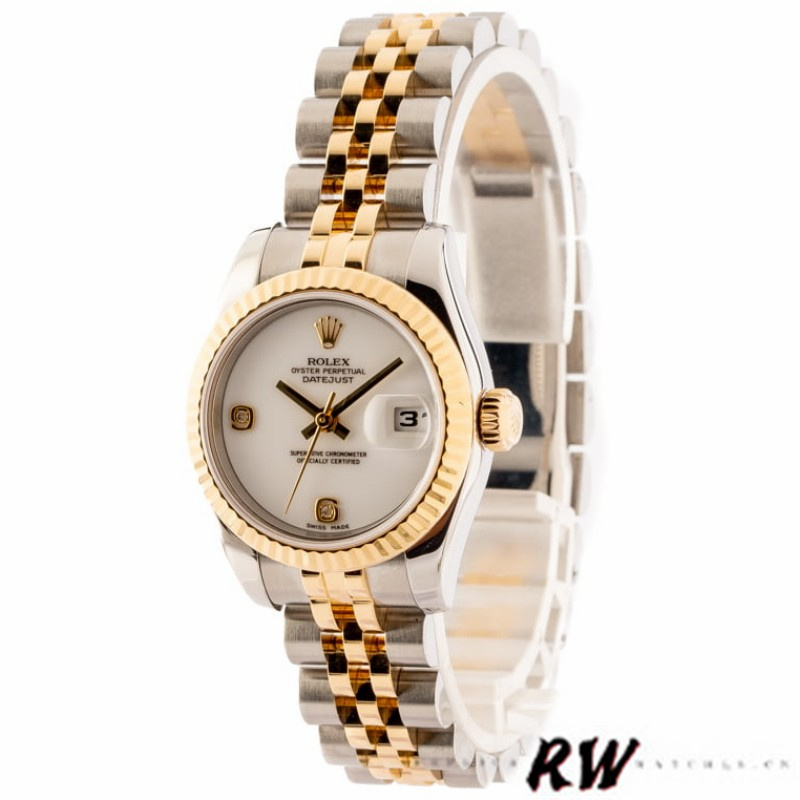 Rolex Datejust 179173 White Dial Diamonds Fluted Bezel 26MM Lady Replica Watch - QualitySwissReplica