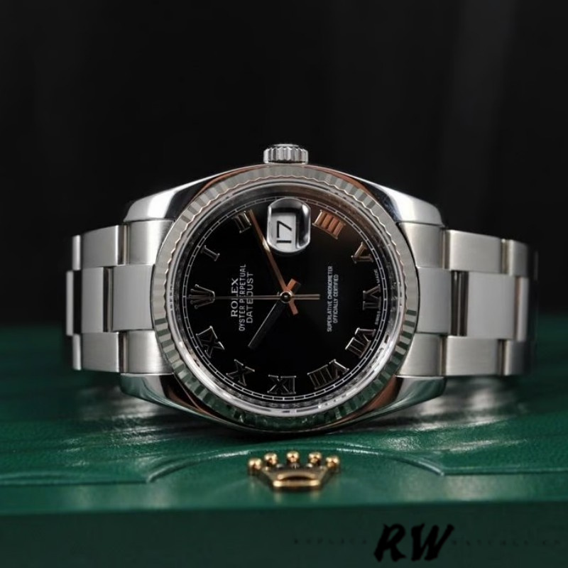 Rolex Datejust 116234 Roman Numeral Black Dial 36mm Unisex Replica Watch - QualitySwissReplica