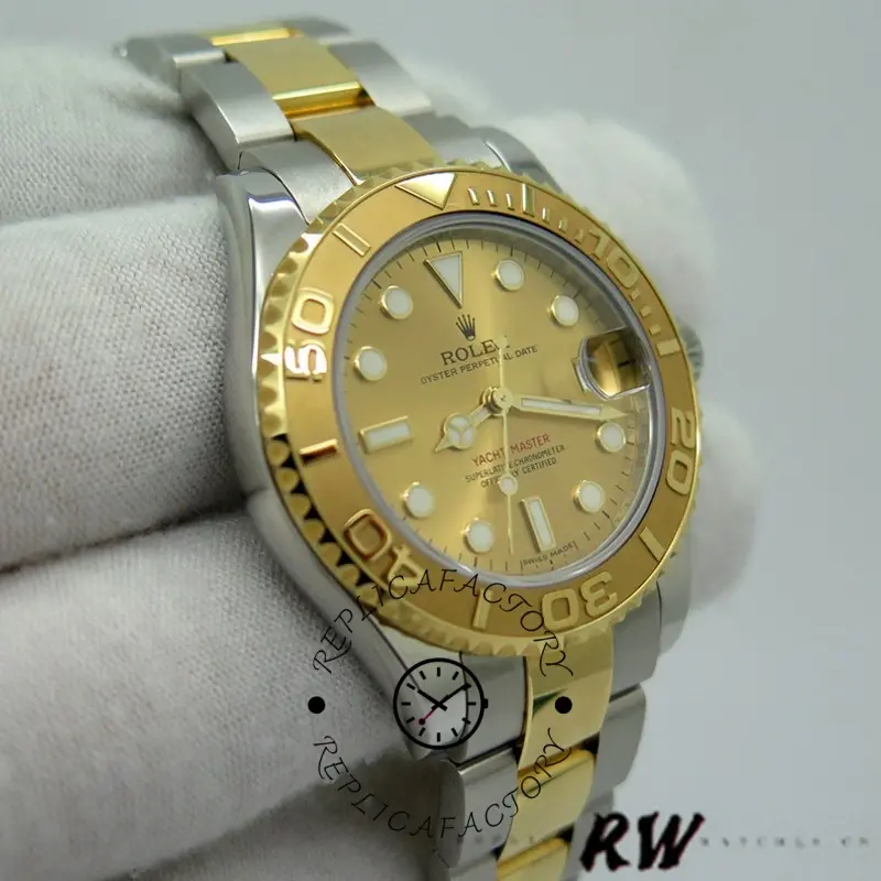Rolex Yacht-Master 168623 Steel Yellow Gold Champagne Dial 35MM Unisex Replica Watch - QualitySwissReplica