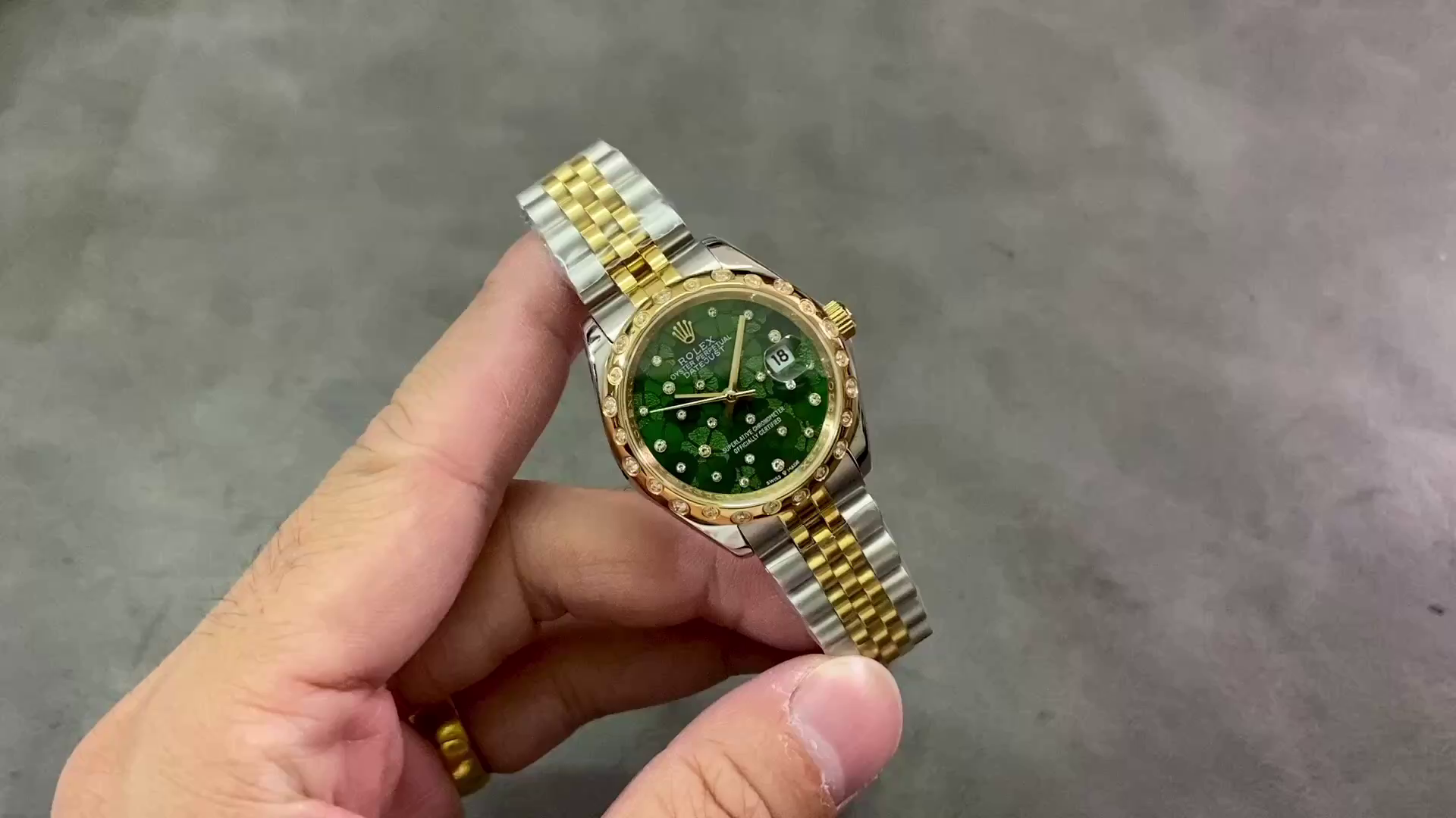 Rolex Datejust 31mm 278343RBR 0032 Green Floral Motif Dial Yellow Rolesor Jubilee Ladies Watch - QualitySwissReplica
