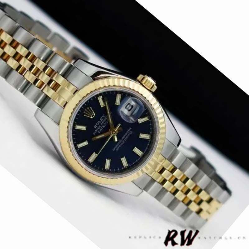 Rolex Datejust 179173 Blue Index Dial Fluted Bezel 26MM Lady Replica Watch - QualitySwissReplica