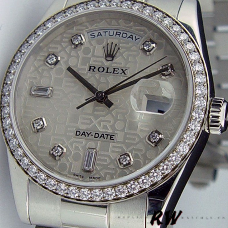 Rolex Day Date 118346 Silver Jubilee Diamond Dial 36mm Unisex Replica Watch - QualitySwissReplica