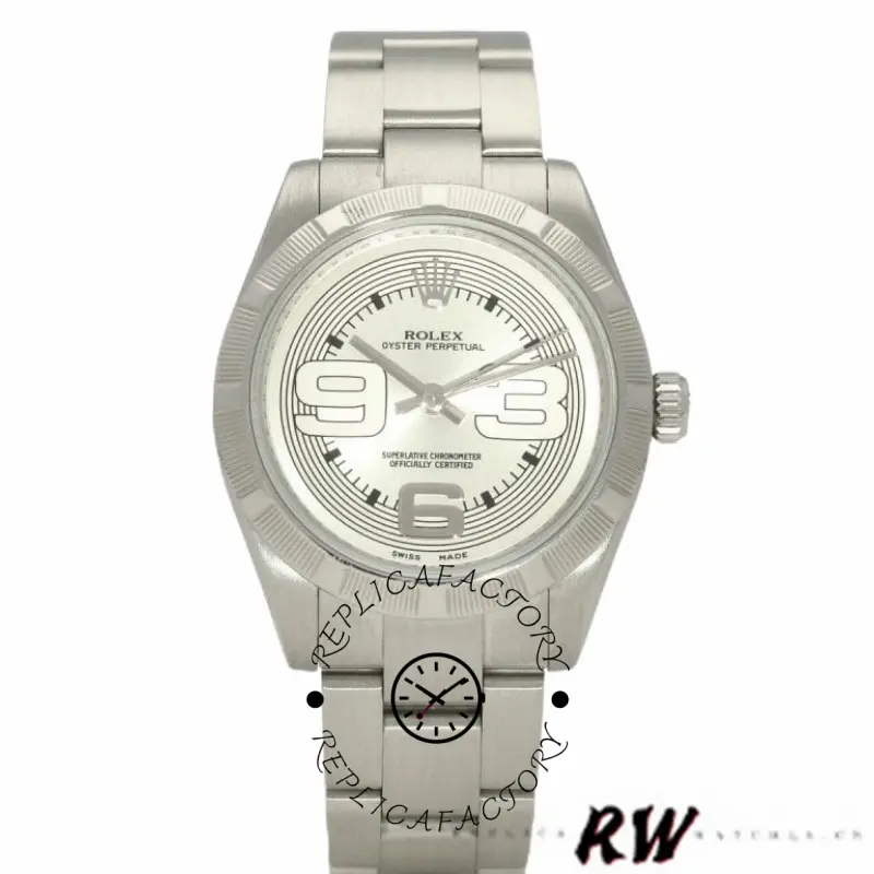 Rolex Oyster Perpetual 177210 Silver Maxi Arabic Dial 31mm Lady Replica Watch - QualitySwissReplica