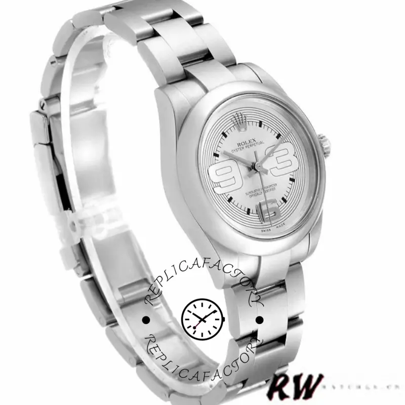 Rolex Oyster Perpetual 177200 Silver Maxi Arabic Dial 31mm Lady Replica Watch - QualitySwissReplica