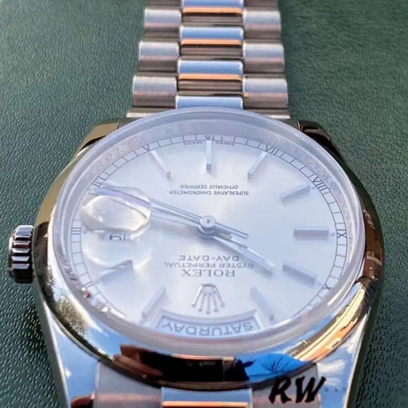Rolex Day-Date 118209 Oyster Bracelet White Dial 36mm Unisex Replica Watch - QualitySwissReplica