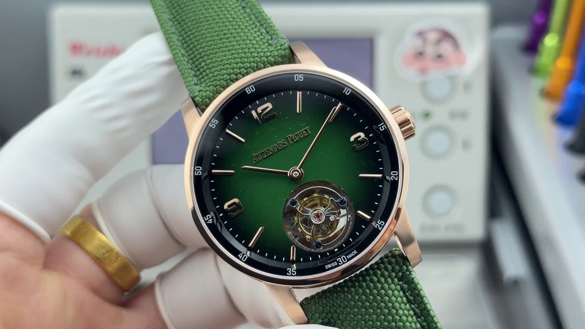 1:1 Clone AP CODE 11.59 26396NR.OO.D002KB.01 Green Aventurine Nylon Strap - QualitySwissReplica