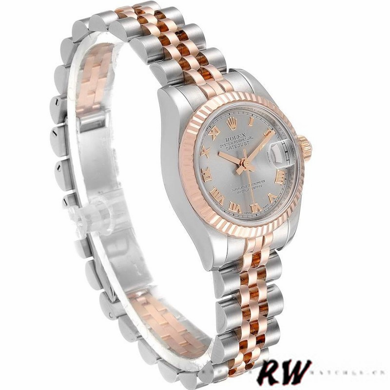 Rolex Datejust 179171 Grey Roman Numeral Dial Fluted Bezel 26MM Lady Replica Watch - QualitySwissReplica