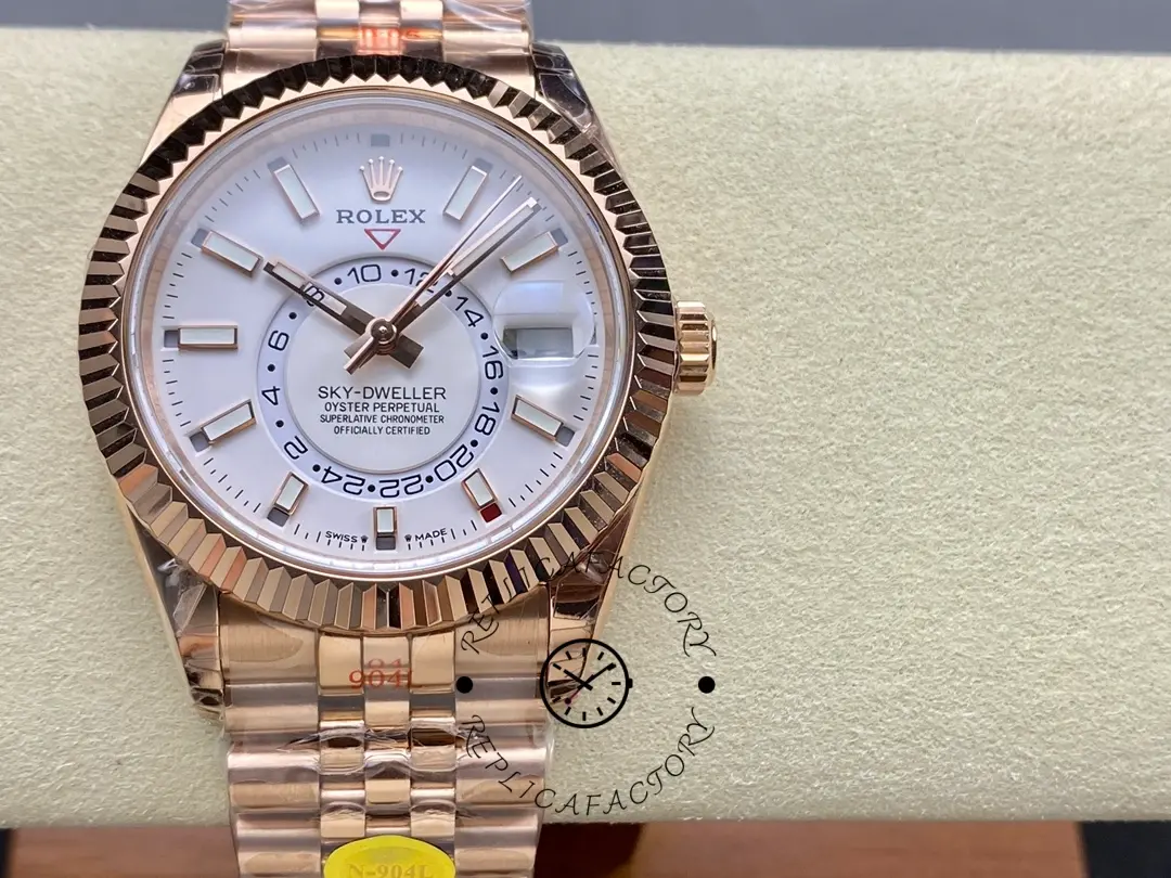 Rolex Sky Dweller 42mm Intense White Dial Fluted Bezel Jubilee Bracelet m336935 0007 - QualitySwissReplica