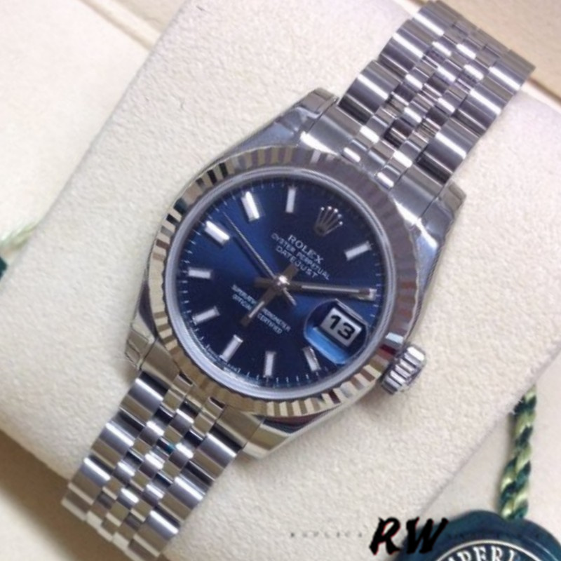 Rolex Datejust 179174 Blue Index Dial Fluted Bezel 26MM Lady Replica Watch - QualitySwissReplica