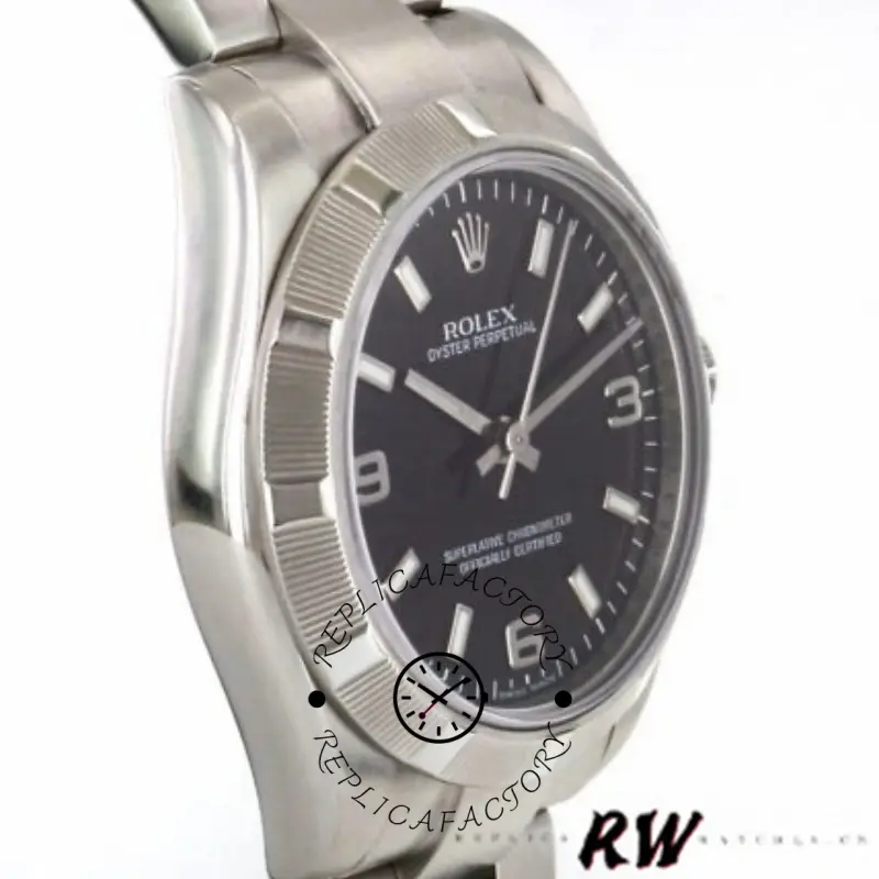 Rolex Oyster Perpetual 177210 Black Dial Stainless Steel 31mm Lady Replica Watch - QualitySwissReplica