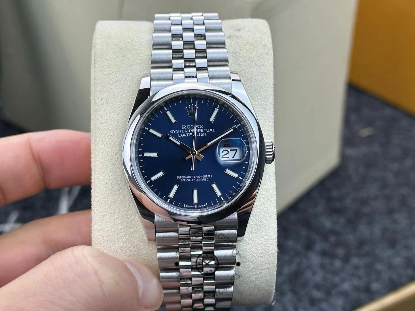 Rolex Datejust 126200 Blue Index Dial Jubilee Stainless Steel 36MM Unisex Replica Watch - QualitySwissReplica