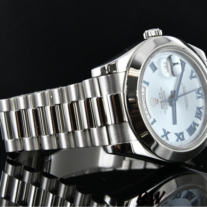 Rolex Day-Date 218206 Ice Blue Dial Platinum 41MM Mens Replica Watch - QualitySwissReplica