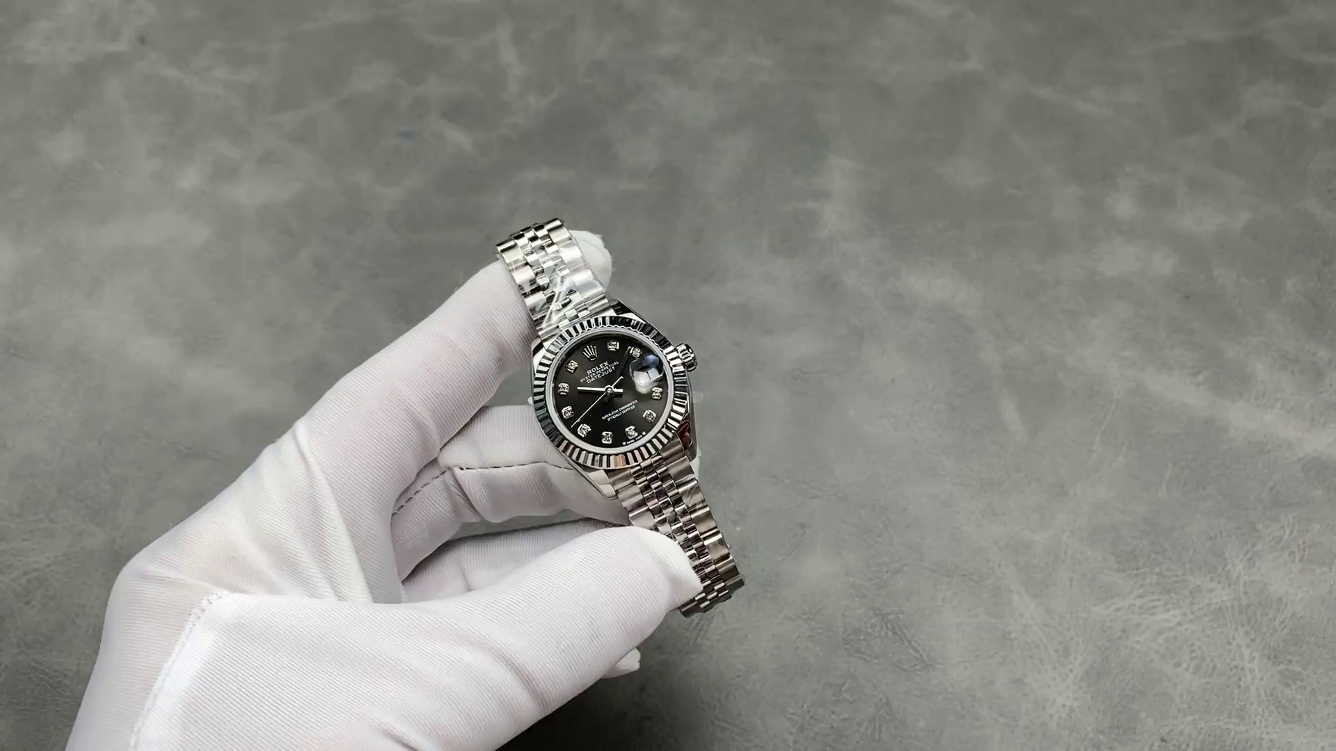 Rolex Datejust 279174 Stainless Steel Dark Grey Diamond Dial 28mm Lady Replica Watch - QualitySwissReplica